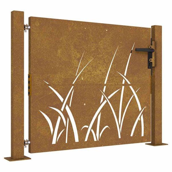vidaXL Garden Gate 39.4x29.5" Corten Steel Grass Design