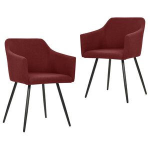 vidaXL Dining Chair Set of 2 Wine Red Fabric (100% polyester), Metal