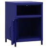vidaXL Nightstand Navy blue Steel Compact Nightstand Square Modern