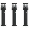 vidaXL Outdoor Floor Lamp Set of 3 Black Stainless steel 24 in high