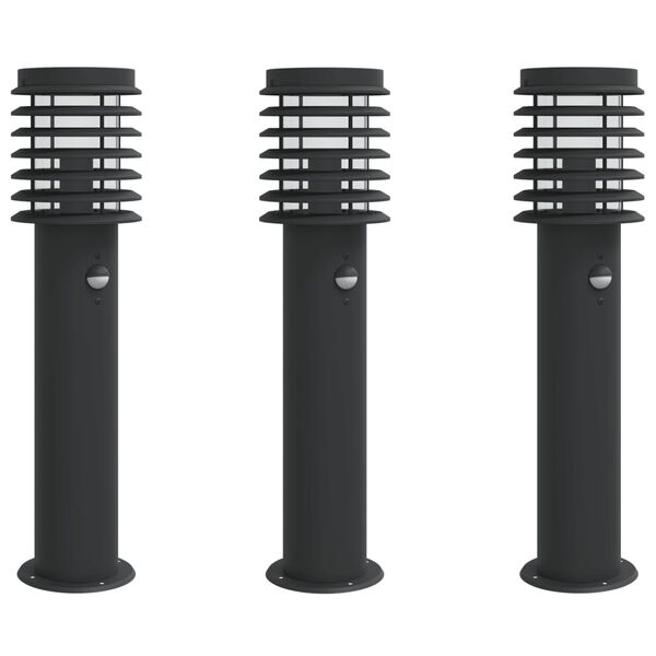 vidaXL Outdoor Floor Lamp Set of 3 Black Stainless steel 24 in high