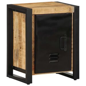 vidaXL Bedside Cabinet Natural wood, Black Solid Mango Wood, Iron Medium