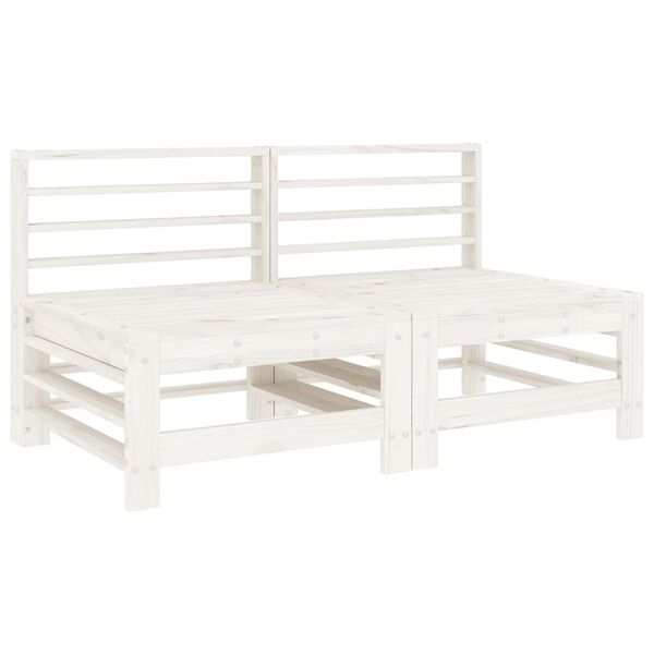 vidaXL Garden Lounge Set White Solid Pine Wood Standard Modular