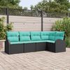 vidaXL Garden Sofa Set 5 pcs Black and Turquoise Poly Rattan