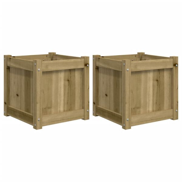vidaXL Garden Planter Set of 2 Natural Pine Solid pine wood Medium
