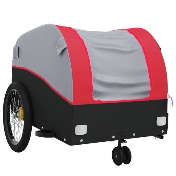 vidaXL Bike Trailer Black and Red 66.1 lb Iron