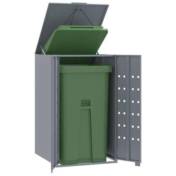 vidaXL Wheelie Bin Storage for Single Bin Grey 27.2x31.1x46.1" Steel
