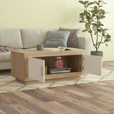 vidaXL Coffee Table White and Sonoma Oak 40.2"x19.7"x17.7" Engineered Wood