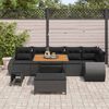vidaXL Garden Sofa Set Height-Adjustable 9 pcs Black Poly Rattan