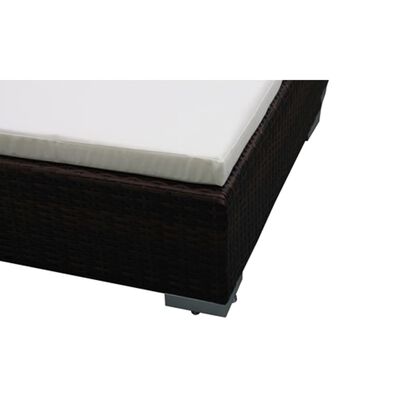 vidaXL Patio Lounge Bed with Cushions Poly Rattan Brown