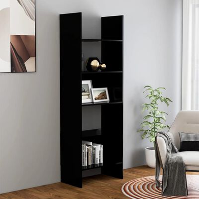 vidaXL Book Cabinet Black 23.6"x13.8"x70.9" Engineered Wood