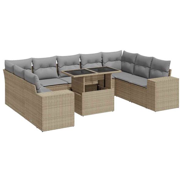vidaXL Garden Sofa Set Beige and Light Grey