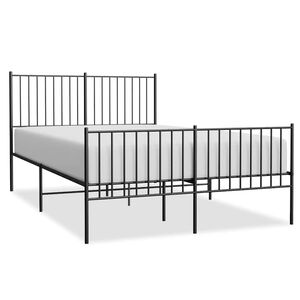 vidaXL Bed Frame Black Powder-Coated Steel Double Bed Frame