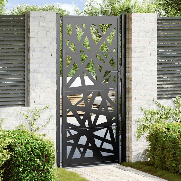 vidaXL Garden Gate Black 39.4x78.7" Steel Light Design