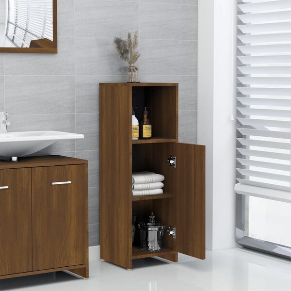 vidaXL Bathroom Cabinet Brown Oak Engineered Wood Bathroom Cabinet