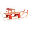 vidaXL Folding Snow Sledge with Backrest 46.9" Wood
