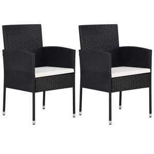 vidaXL Garden Chair Set of 2 Black PE Rattan Standard Durable
