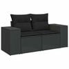 vidaXL Garden Sofa Set Black PE rattan, powder-coated steel, tempered glass