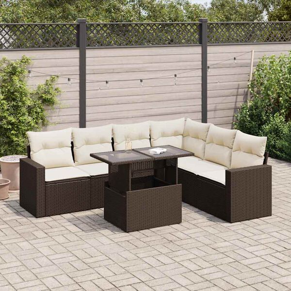 vidaXL Garden Sofa Set Brown and Cream White