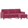 vidaXL 3-Seater Sofa with Footstool Wine Red 70.9" Velvet
