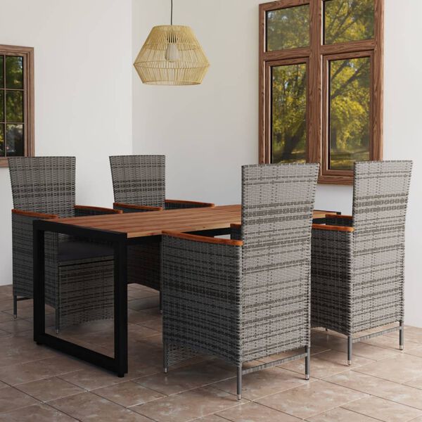 vidaXL 5 Piece Patio Dining Set Gray