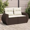vidaXL Garden Sofa Brown PE Rattan, Powder-Coated Steel, Polyester