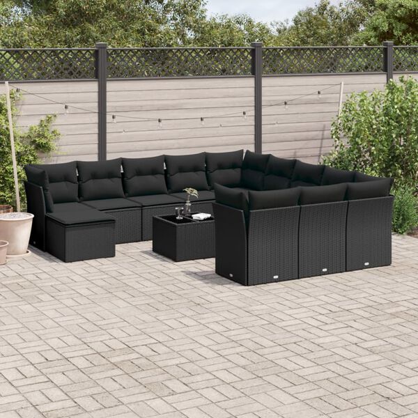 vidaXL Garden Sofa Set Black
