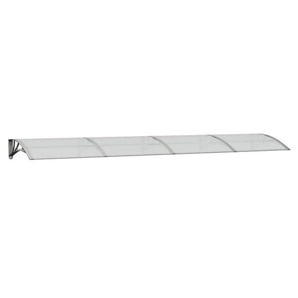 vidaXL Door Canopy Grey, Transparent Polycarbonate, ABS, Aluminum