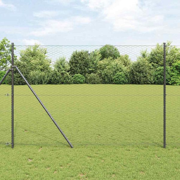 vidaXL Fence with Posts Gray 5.2'x 32.8'PVC-coated steel