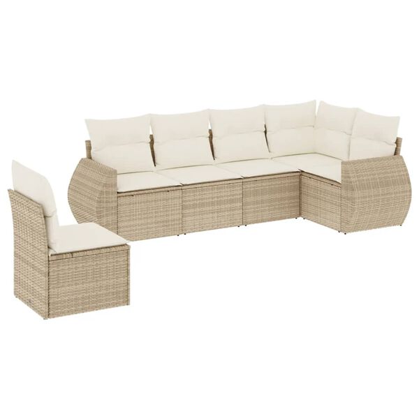 vidaXL Garden Sofa Set Beige PE rattan, Powder-Coated Steel Medium