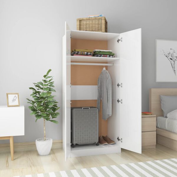 vidaXL Wardrobe High gloss white Engineered wood Compact Wardrobe