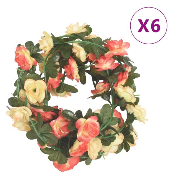 vidaXL Christmas Flower Garland Rose and Champagne