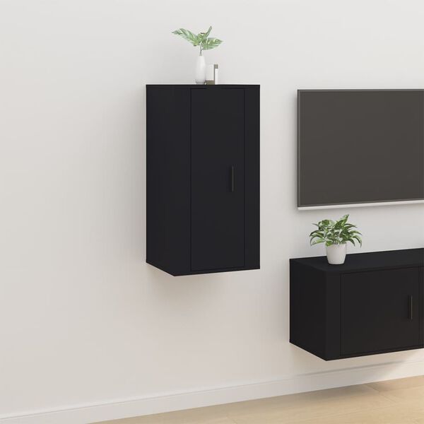 vidaXL Wall Mounted TV Cabinet Black Engineered wood Medium