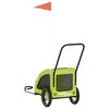 vidaXL Pet Bike Trailer Green Oxford Fabric, Iron, PVC Small Collapsible
