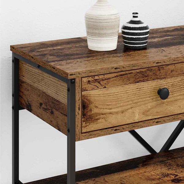 vidaXL Console Table with Drawer Brown 39.37 x 13.58 x 29.53 in Wood