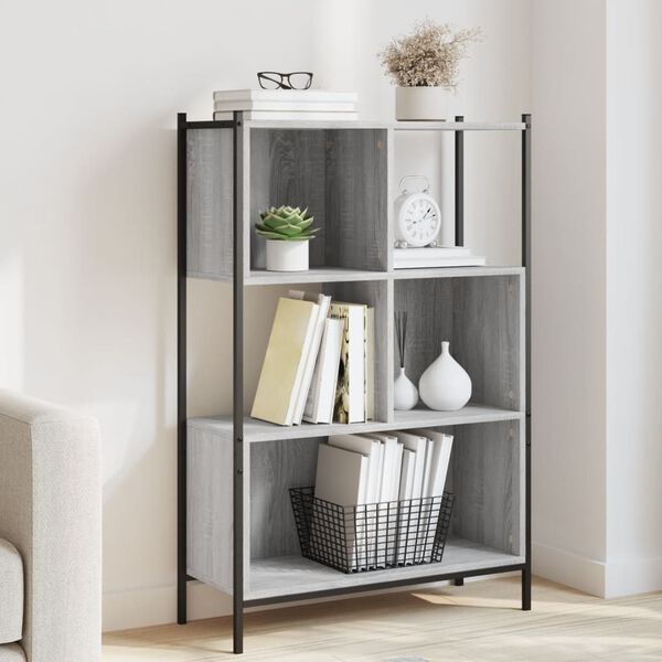 vidaXL Bookcase Grey Sonoma Engineered wood Bookcase Rectangular