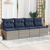 vidaXL Garden Sofa with Cushion Gray 220 x 62 x 69 cm poly rattan
