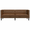 vidaXL Chesterfield Sofa 3-Seater Brown Faux Leather