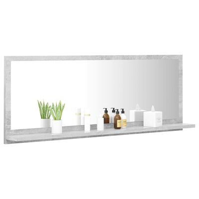 vidaXL Bathroom Mirror Concrete Gray 39.4"x4.1"x14.6" Engineered Wood