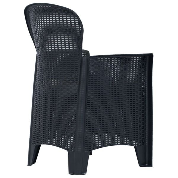 vidaXL Garden Chair Set of 2 Anthracite Plastic Standard Light Weight