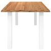 vidaXL Dining Table Light Brown Solid Oak Wood, Powder-Coated Steel Large