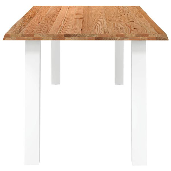 vidaXL Dining Table Light Brown Solid Oak Wood, Powder-Coated Steel Large