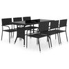 vidaXL Garden Dining Set Black PE rattan, steel, glass Medium Stackable