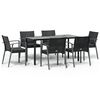 vidaXL 7 Piece Patio Dining Set with Cushions Poly Rattan and Steel