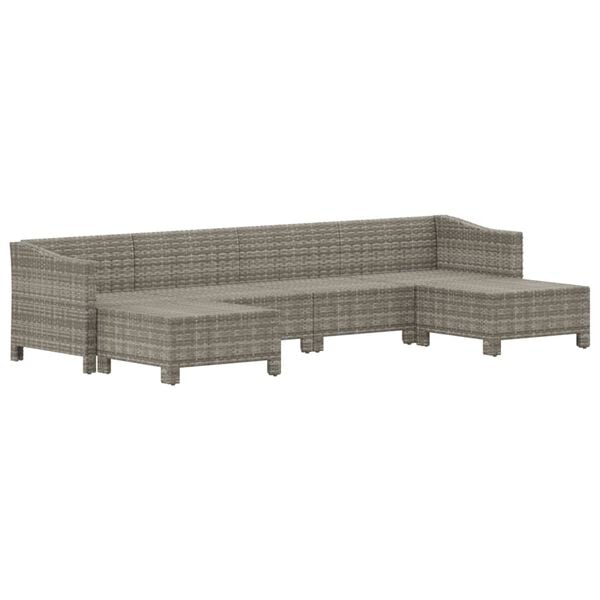 vidaXL Garden Lounge Set Grey PE rattan, powder-coated steel Medium