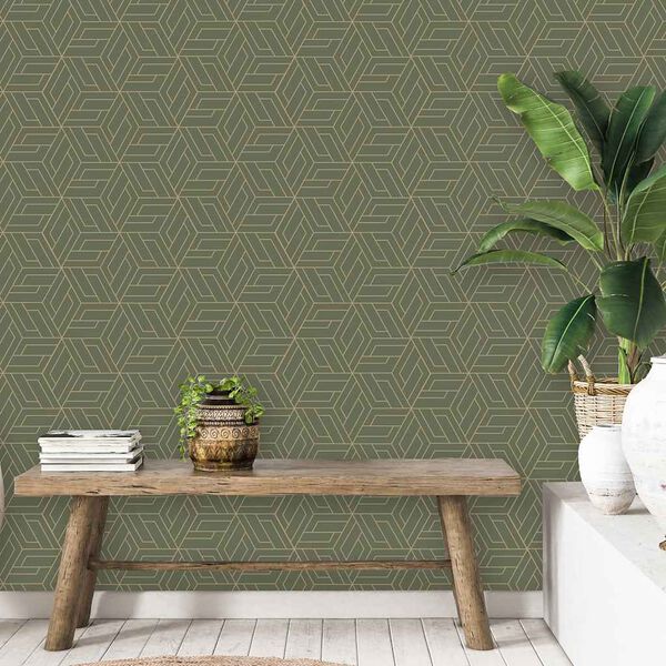 DUTCH WALLCOVERINGS Wallpaper Green and Gold Non-woven fabric