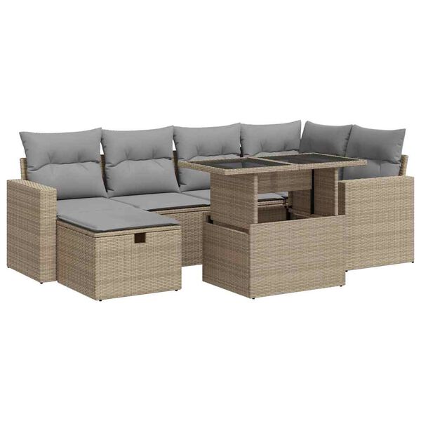 vidaXL Garden Sofa Set Beige, Black, Light Grey