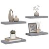 vidaXL Wall Shelf Set of 4 Gray Honeycomb MDF, Metal Medium