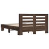 vidaXL Bed Frame Brown Oak Engineered Wood, Metal, Plywood Double Modern