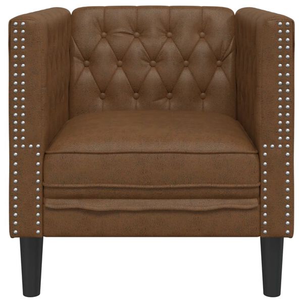 vidaXL Chesterfield Sofa Chair Brown Faux suede leather (100% polyester)